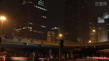 北京夜间城市交通的延时